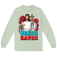 Matcha Jesus Saves Long Sleeve Tee - BundleAndBundleShop