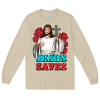Mushroom Jesus Saves Long Sleeve Tee - BundleAndBundleShop