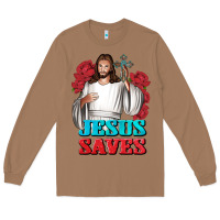 Toasted Coconut Jesus Saves Long Sleeve Tee - BundleAndBundleShop