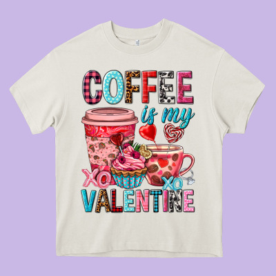 Coffee Is My Valentine Valentine's Day Heavy Core Tee Designed By Howdyjamesfarm
