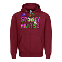 Burgundy spooky nurse Zipper Hoodie - AdoDesignShop