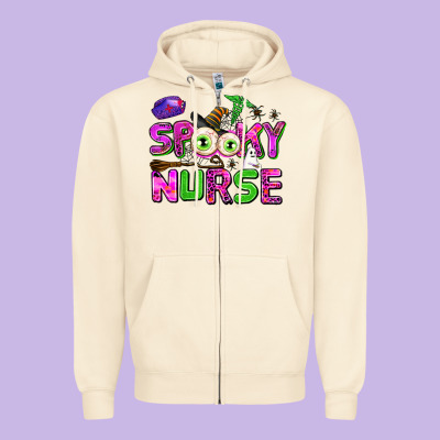 Spooky Nurse Zipper Hoodie Designed By Adodesignshop