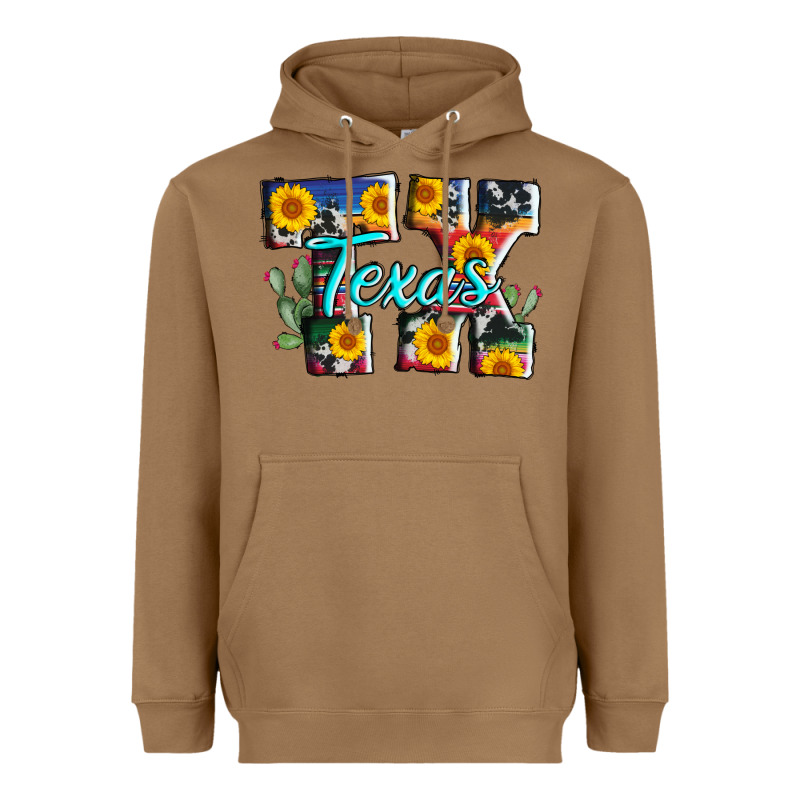 Texas Tx Serape Sunflower Cowhide Heavyweight Hoodie by AdoDesignShop | Teevron