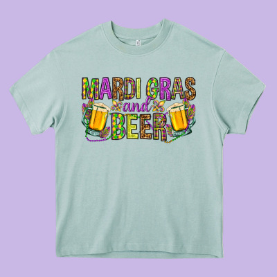 Mardi Gras And Beer Hjf Heavy Core Tee Designed By Howdyjamesfarm