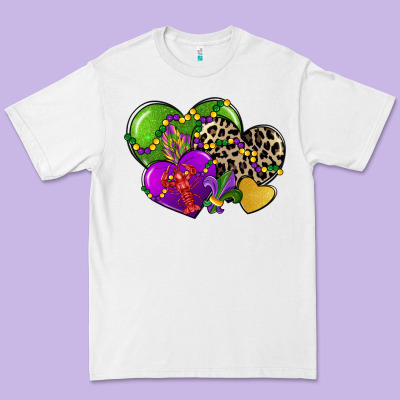 Mardi Gras Hearts Cg (1) Premium Tee Designed By Cowgirlartshop