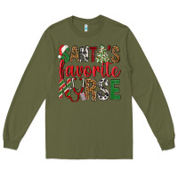 Army Green Santa's Favorite Nurse Long Sleeve Tee - BundleAndBundleShop