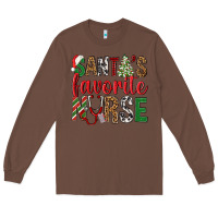 Chestnut Santa's Favorite Nurse Long Sleeve Tee - BundleAndBundleShop