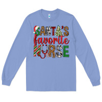 Colony Blue Santa's Favorite Nurse Long Sleeve Tee - BundleAndBundleShop