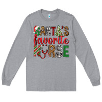 Heather Grey Santa's Favorite Nurse Long Sleeve Tee - BundleAndBundleShop