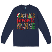 Navy Santa's Favorite Nurse Long Sleeve Tee - BundleAndBundleShop