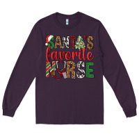 Plum Santa's Favorite Nurse Long Sleeve Tee - BundleAndBundleShop