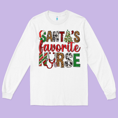 Santa's Favorite Nurse Long Sleeve Tee Designed By Bundleandbundleshop