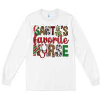 White Santa's Favorite Nurse Long Sleeve Tee - BundleAndBundleShop
