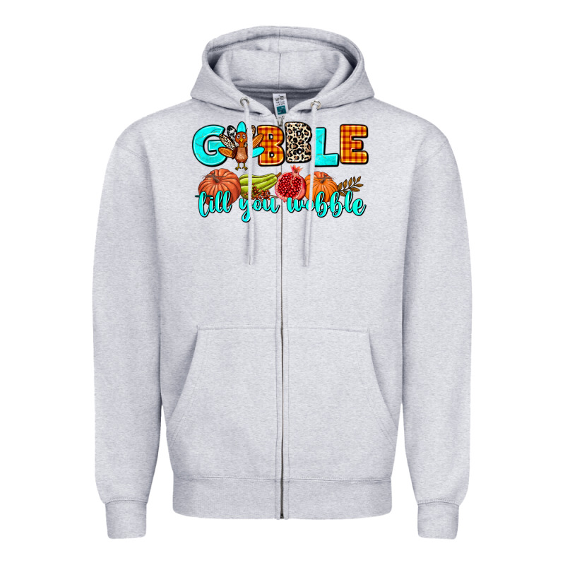 Gobble Till You Wobble Zipper Hoodie by AdoDesignShop | Teevron