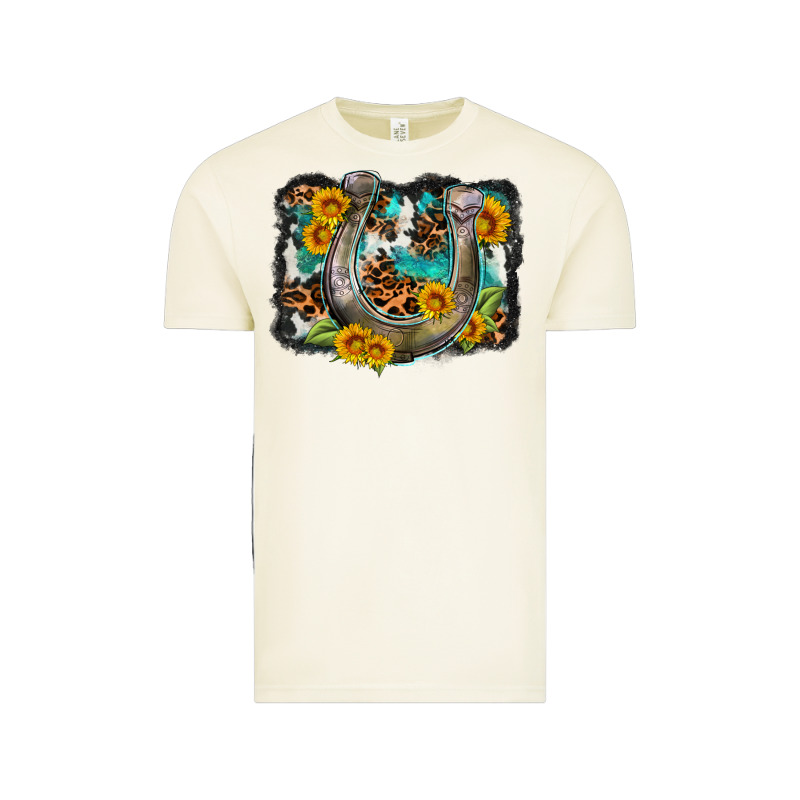 Western Leopard Cowhide Turquoise Background Horse Vintage Tee by OliviaCreatesArt | Teevron