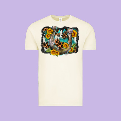 Western Leopard Cowhide Turquoise Background Horse Vintage Tee Designed By Oliviacreatesart