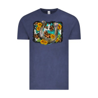 Vintage Denim western leopard cowhide turquoise background horse Vintage Tee - OliviaCreatesArt