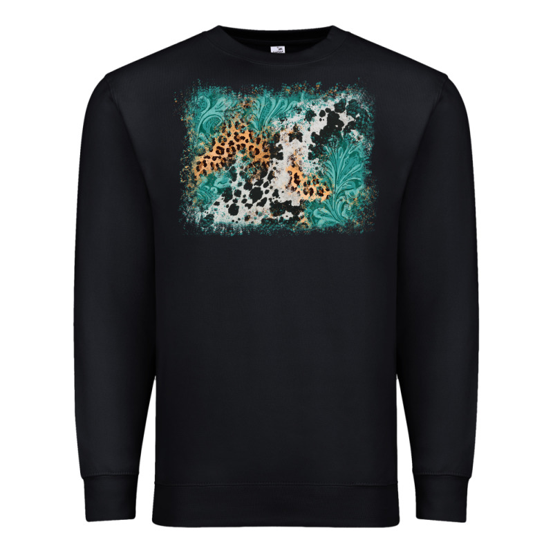 Cowhide Turquoise Leather Background Premium Sweatshirt by AdoDesignShop | Teevron