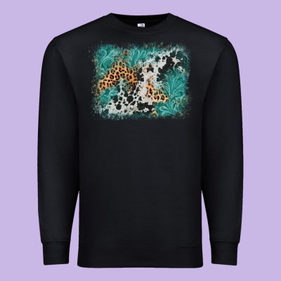 Cowhide Turquoise Leather Background Premium Sweatshirt Designed By Adodesignshop