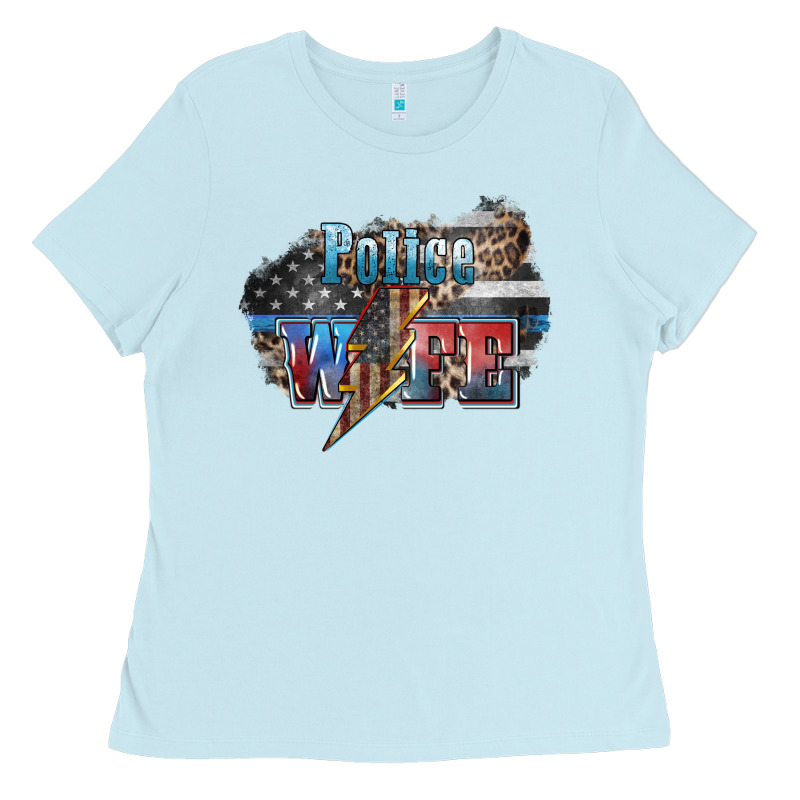 Police Wife Lightning Bolt 4th Of July Ladies Tee by HowdyJamesFarm | Teevron