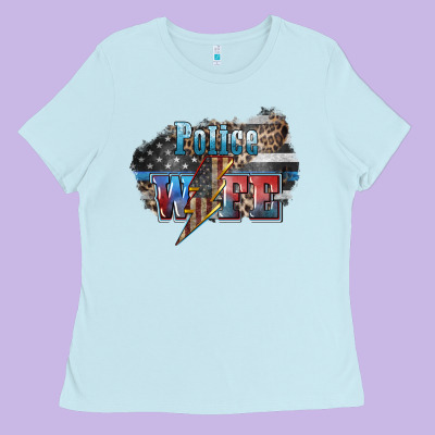 Police Wife Lightning Bolt 4th Of July Ladies Tee Designed By Howdyjamesfarm