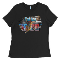 Black Police wife lightning bolt 4th of july Ladies Tee - HowdyJamesFarm