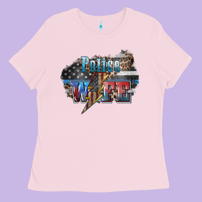 Police Wife Lightning Bolt 4th Of July Ladies Tee Designed By Howdyjamesfarm