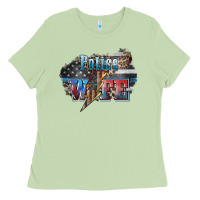 Matcha Police wife lightning bolt 4th of july Ladies Tee - HowdyJamesFarm