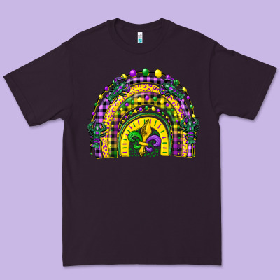 Mardi Gras Rainbow And Fleur De Lis Premium Tee Designed By Cowgirlartshop