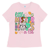 Bubblegum Pink Little mister hops a lot Easter Day Ladies Tee - HowdyJamesFarm