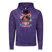 Cloud Purple Mom Is A Fighter And Afro Messy Bun Mom Vintage Hoodie - BundleAndBundleShop