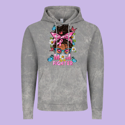 Mom Is A Fighter And Afro Messy Bun Mom Vintage Hoodie Designed By Bundleandbundleshop