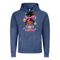 Vintage Denim Mom Is A Fighter And Afro Messy Bun Mom Vintage Hoodie - BundleAndBundleShop