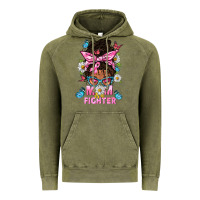 Vintage Olive Mom Is A Fighter And Afro Messy Bun Mom Vintage Hoodie - BundleAndBundleShop
