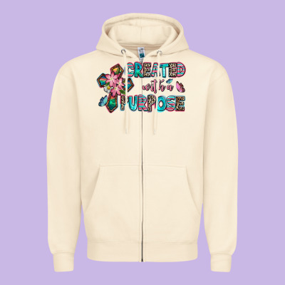 Created With A Purpose Zipper Hoodie Designed By Adodesignshop