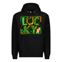 Black lucky horseshoe st patricks day leopard frame Premium Hoodie - LillyAllenDesigns