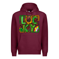 Burgundy lucky horseshoe st patricks day leopard frame Premium Hoodie - LillyAllenDesigns