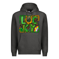 Charcoal Heather lucky horseshoe st patricks day leopard frame Premium Hoodie - LillyAllenDesigns