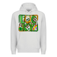 Dove Grey lucky horseshoe st patricks day leopard frame Premium Hoodie - LillyAllenDesigns