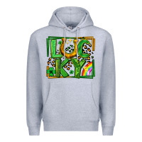 Heather Grey lucky horseshoe st patricks day leopard frame Premium Hoodie - LillyAllenDesigns