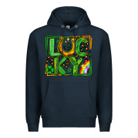 Navy lucky horseshoe st patricks day leopard frame Premium Hoodie - LillyAllenDesigns