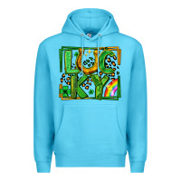Ocean Blue lucky horseshoe st patricks day leopard frame Premium Hoodie - LillyAllenDesigns