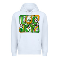 White lucky horseshoe st patricks day leopard frame Premium Hoodie - LillyAllenDesigns
