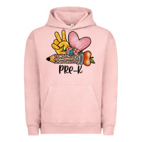 Pigment Salmon peace love pre k Urban Hoodie - JahusDesignShop