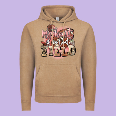 My Heart Is On That Field Vintage Hoodie Designed By Fadigitalartstudio