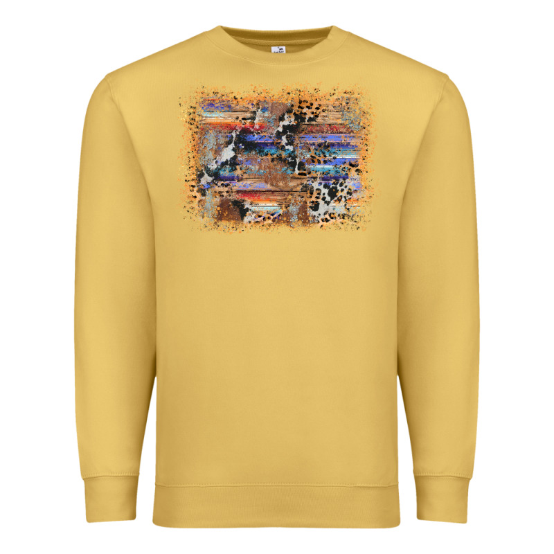 Aztec Leopard Cowhide Wood Western Background Premium Sweatshirt by AdoDesignShop | Teevron