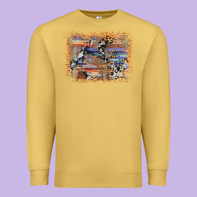 Aztec Leopard Cowhide Wood Western Background Premium Sweatshirt Designed By Adodesignshop