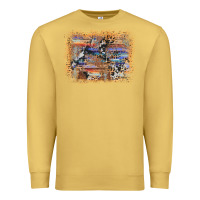 Antique Gold aztec leopard cowhide wood western background Premium Sweatshirt - AdoDesignShop