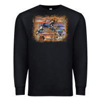 Black aztec leopard cowhide wood western background Premium Sweatshirt - AdoDesignShop