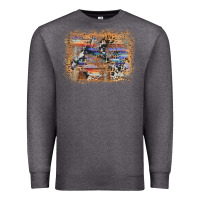 Charcoal Heather aztec leopard cowhide wood western background Premium Sweatshirt - AdoDesignShop